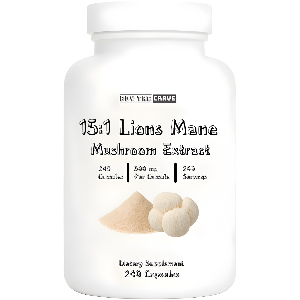 Freeze-Dried Lions Mane Mushroom 15:1 Extract Capsules – 500 mg, 240 Count (240 Servings) – Immune Support, Antioxidant-Rich, Non-GMO, Gluten-Free Dietary Supplement