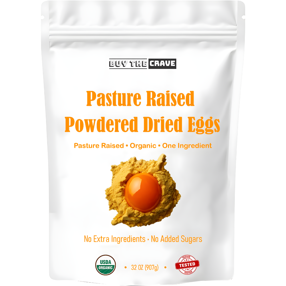 Powdered Dried Eggs, Grade A Eggs, Grass Fed Pasture Raised, 85 Servings, MRE Food Supply, Camping Essentials, Emergency Food Supply, 32 OZ