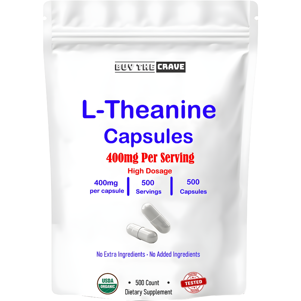 L-Theanine 400mg Per Capsule, Extra Strength, Double Strength, 500 Capsules, Non-GMO, Gluten Free