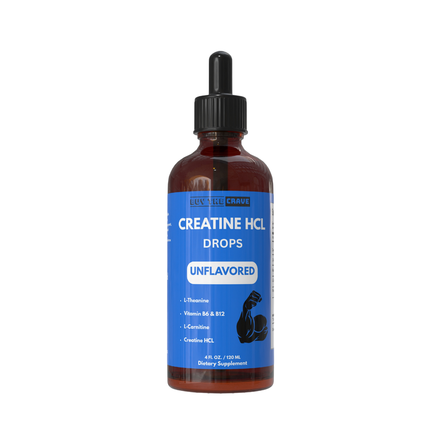 Creatine HCL Liquid Drops for Men & Women - 1000mg Per Serving, L-Theanine, Vitamin B12 & B6, L-Carnitine - High Absorption 4 Fl Oz (120ml) (4 FL OZ, Unflavored)