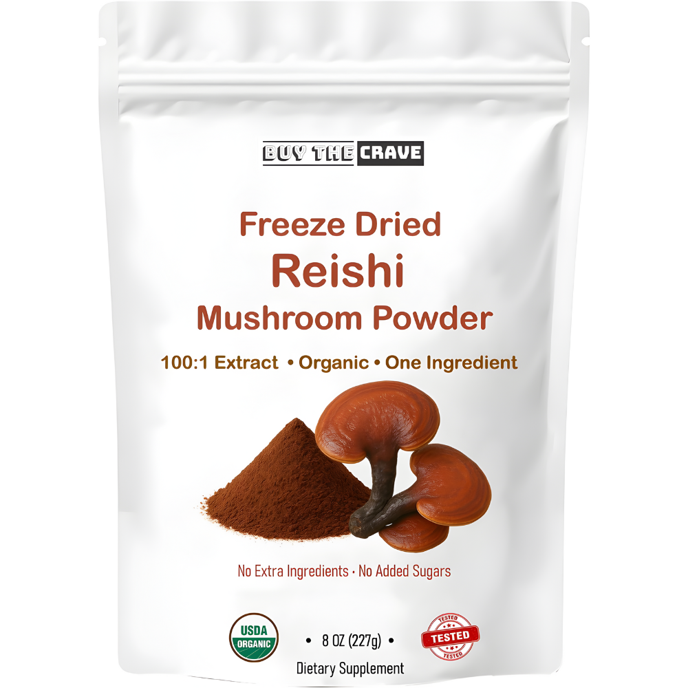 Freeze-Dried Reishi Mushroom Extract Powder 100:1 Concentrate, 8 Ounces (227g), 454 Servings, Wild-Harvested Fruit Body, Dual-Phase Extraction, Vegan, Non-GMO, Gluten-Free