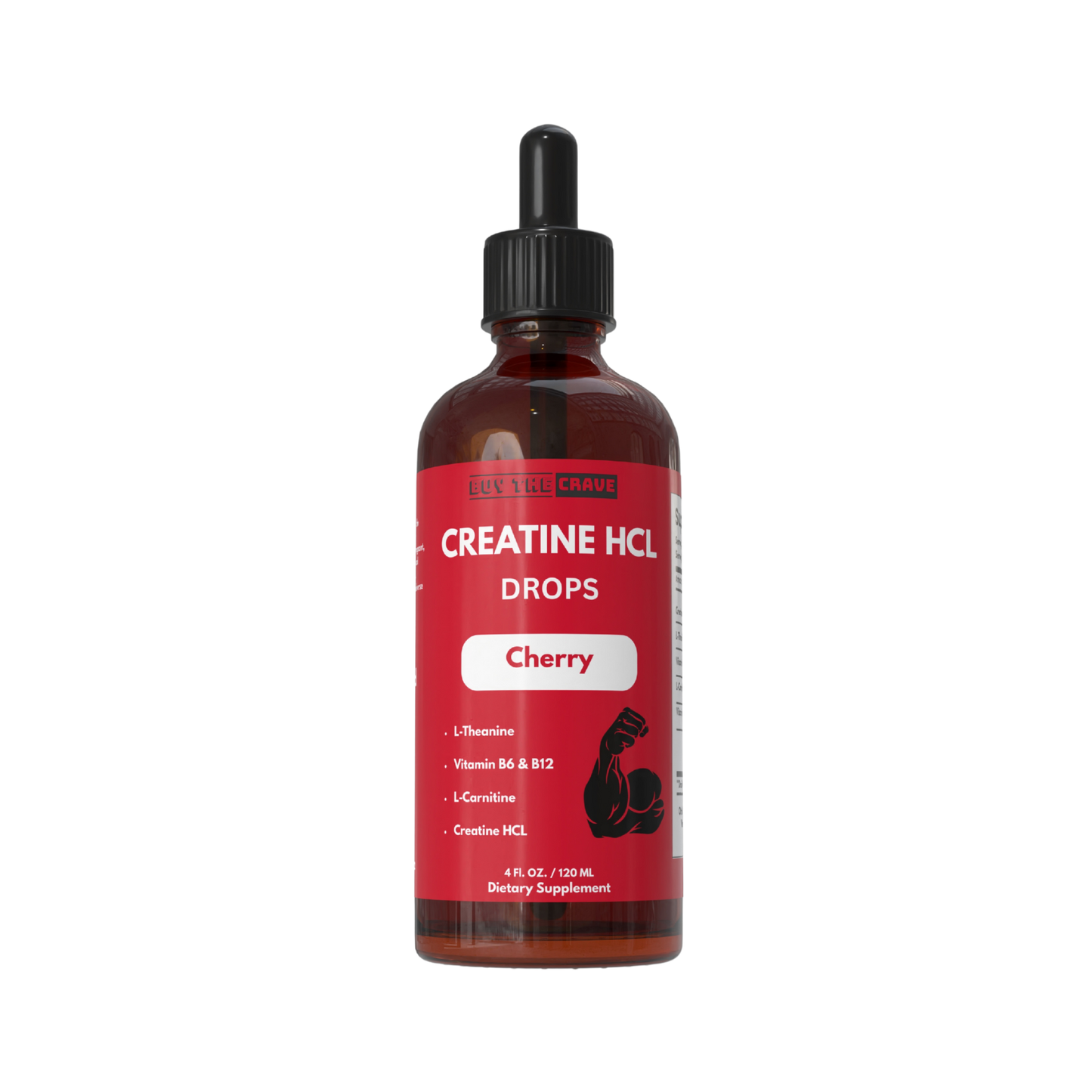 Creatine HCL Liquid Drops for Men & Women - 1000mg Per Serving, L-Theanine, Vitamin B12 & B6, L-Carnitine - High Absorption 4 Fl Oz (120ml) (4 FL OZ, Cherry)