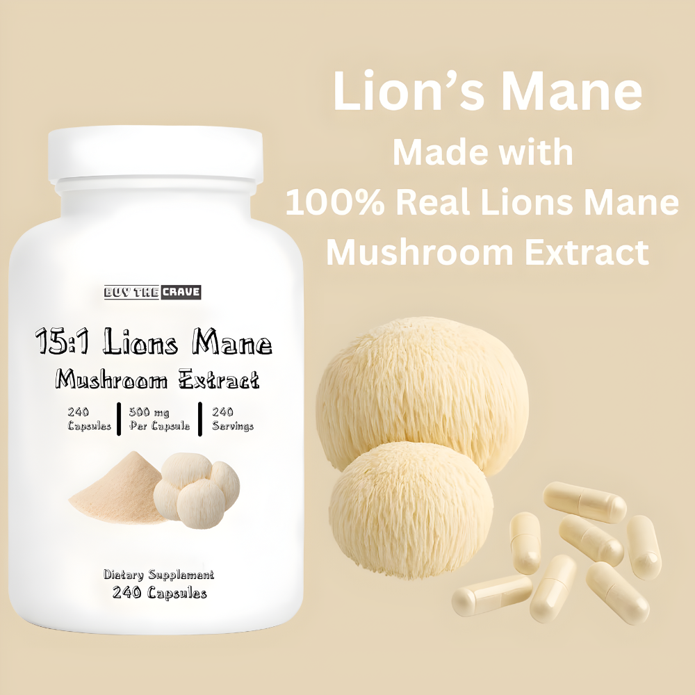 Freeze-Dried Lions Mane Mushroom 15:1 Extract Capsules – 500 mg, 240 Count (240 Servings) – Immune Support, Antioxidant-Rich, Non-GMO, Gluten-Free Dietary Supplement