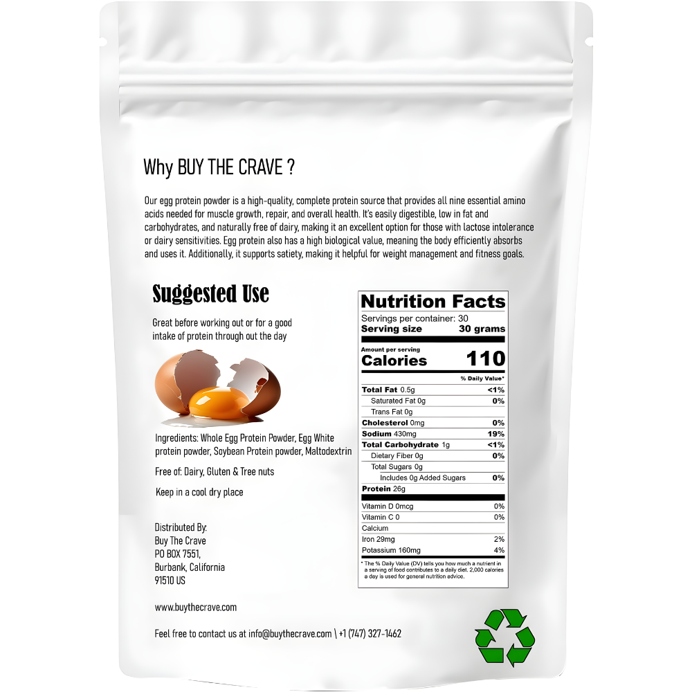 Egg Protein Powder, Egg White Powder, Soybean Powder Lactose Free Protein Powder - Unflavored & Dairy Free (32 OZ)