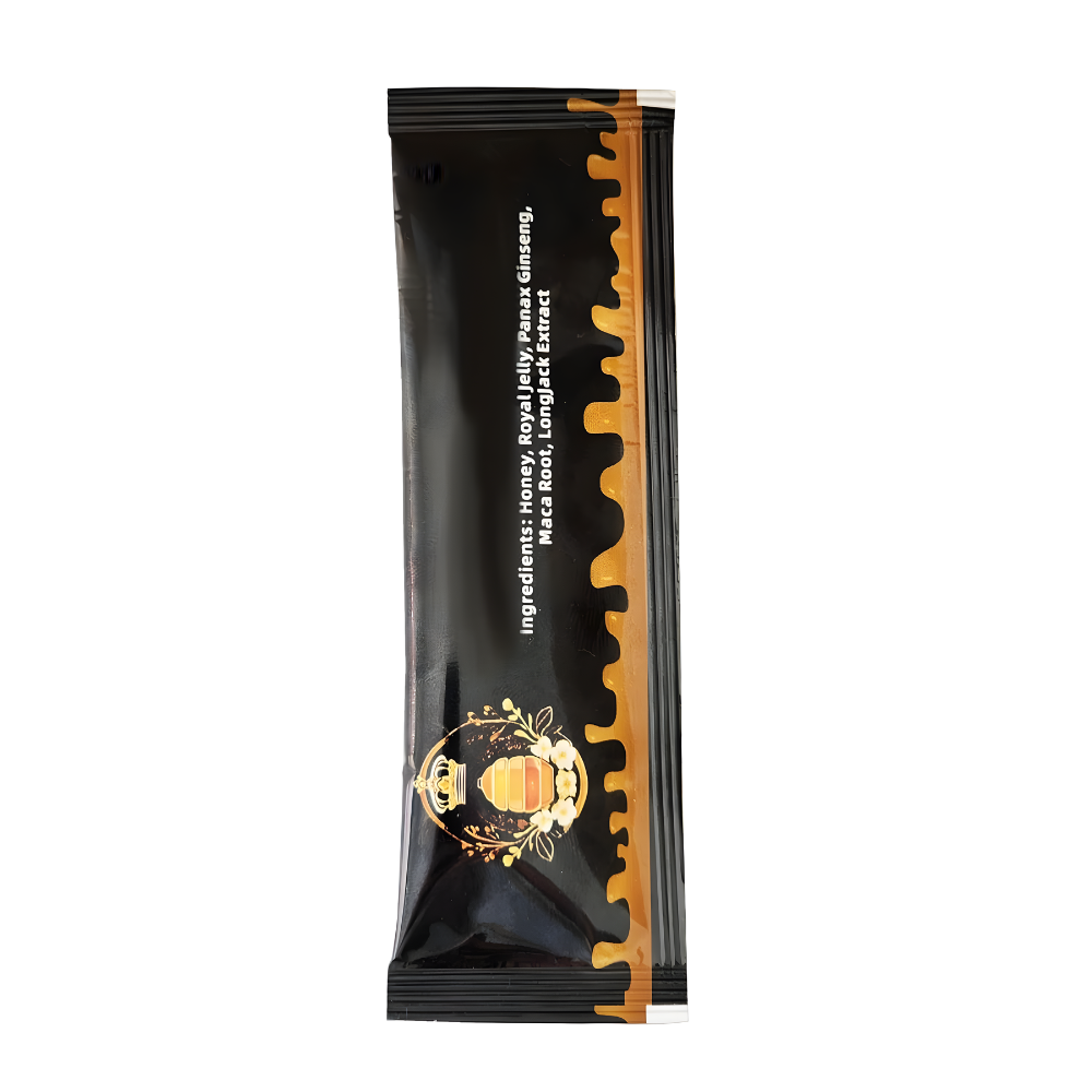 Organic Honey Pack Enriched with Natural Jelly - Bee Pollen from Ginseng Blossoms & 100% Natural herbs, Full Box of 20G Honey Sachets, 12 Sachets Included