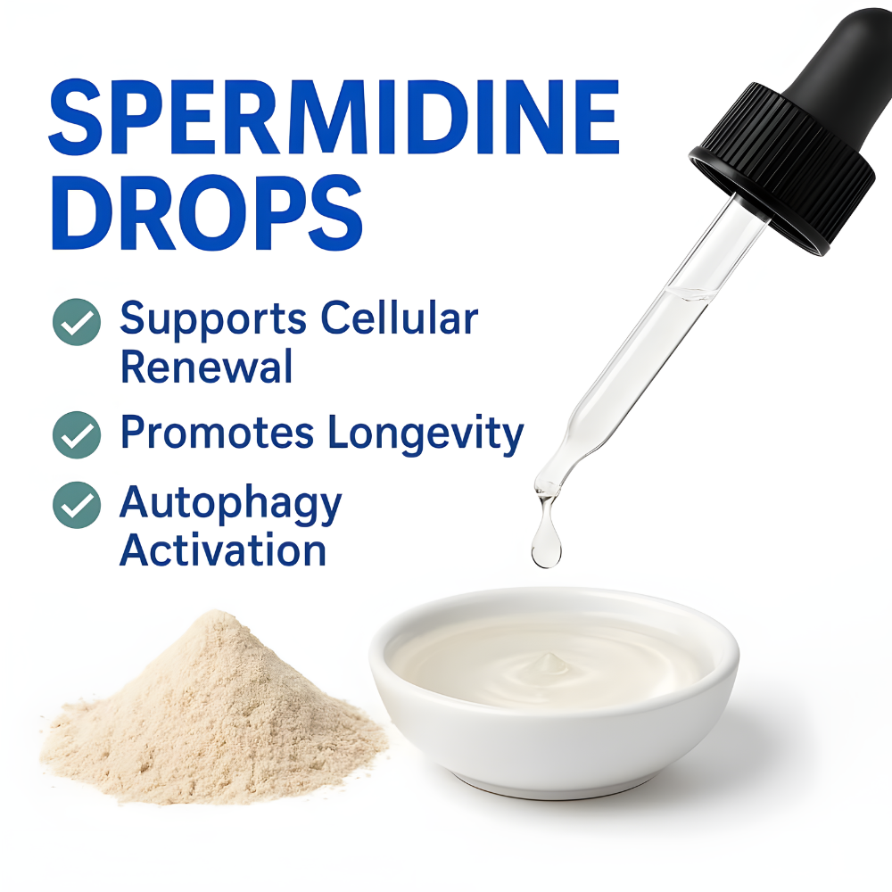 Spermidine Liquid Drops – 20mg per Serving – Cellular Health & Longevity Support – Fast-Absorbing Formula – 2 fl oz Dropper Bottle – Non-GMO, Vegan, Sugar-Free