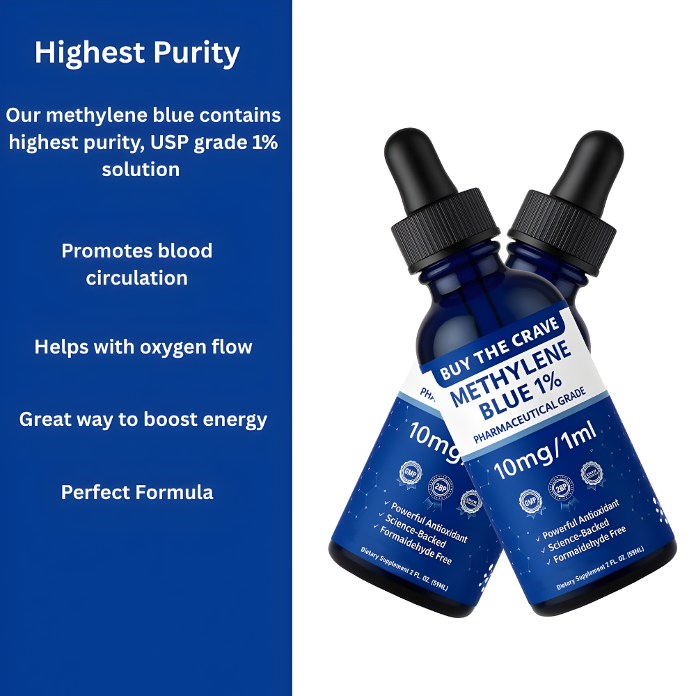 Methylene Blue 1% Solution – Pharmaceutical Grade – 10mg/mL Liquid Drops – Alcohol & Formaldehyde-Free – Lab Tested – Made in The USA – 2 fl oz (59 mL)