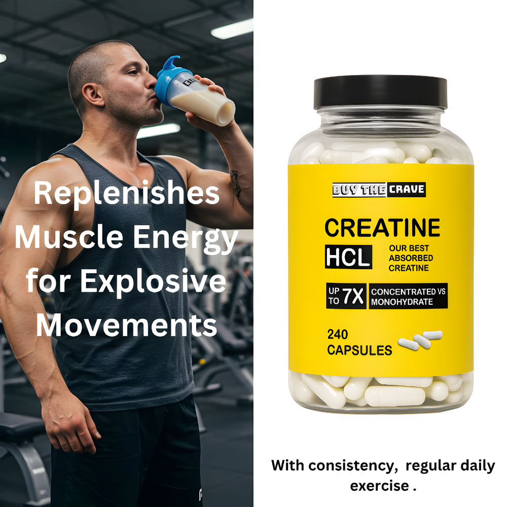Creatine HCL Pills, 7X Concentrated vs Monohydrate Powder, Cognitive, Energy, Muscle, Recovery Support for Men & Women | Only 1 Ingredient | Creatine HCL Capsules 240 Servings