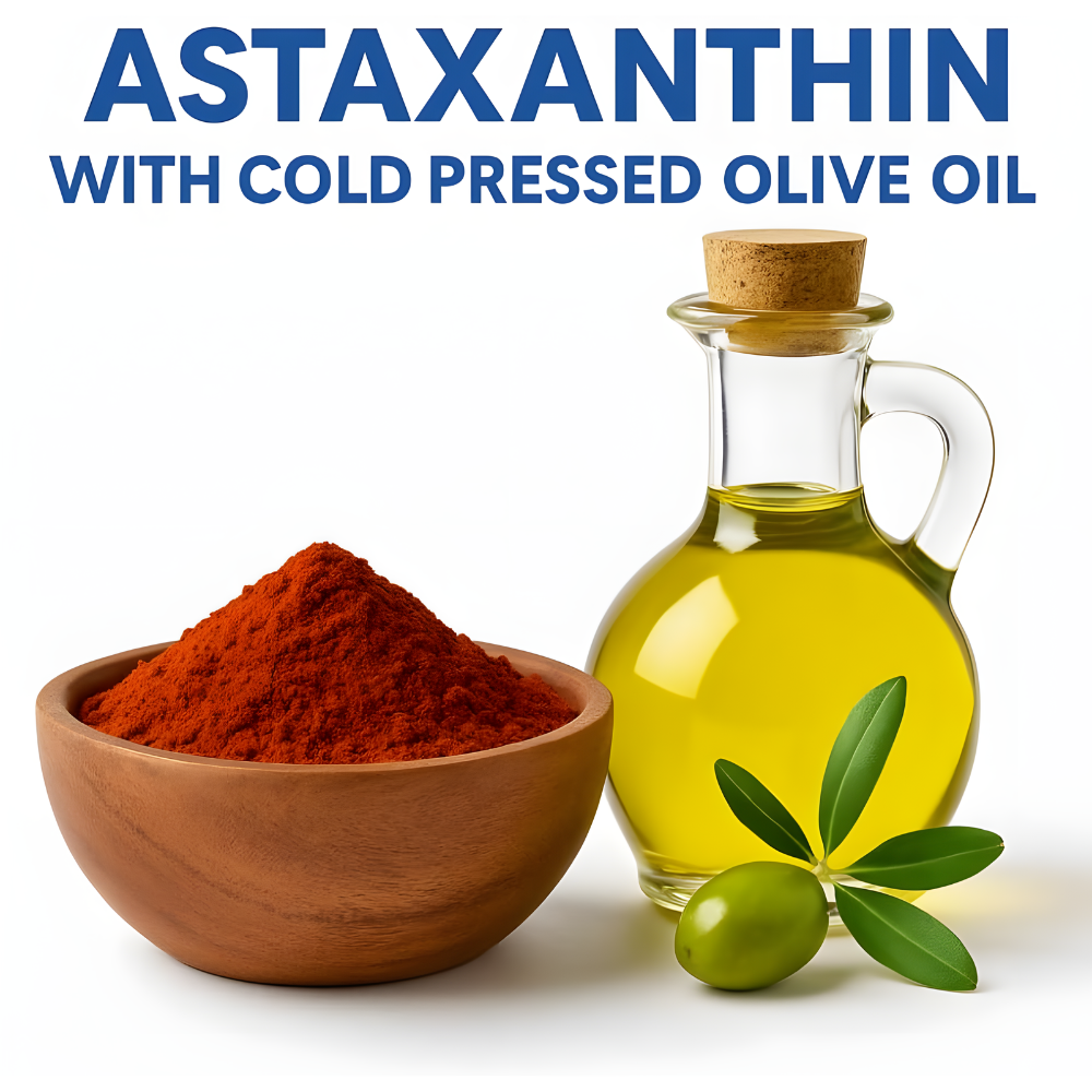 Astaxanthin Liquid Drops Infused with Cold Pressed Extra Virgin Olive Oil – 12mg per Serving – Natural Antioxidant Support – 2 fl oz Dropper Bottle – Vegan, Non-GMO