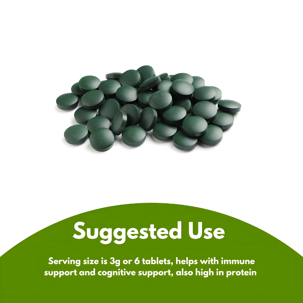 Organic Chlorella Spirulina Tablets, 3000mg Per Serving, 1440 Tablets, Only 1 Ingredient, 50/50 Blend Super Food, Highest Grade Chlorella Spirulina, High Protein & Chlorophyll