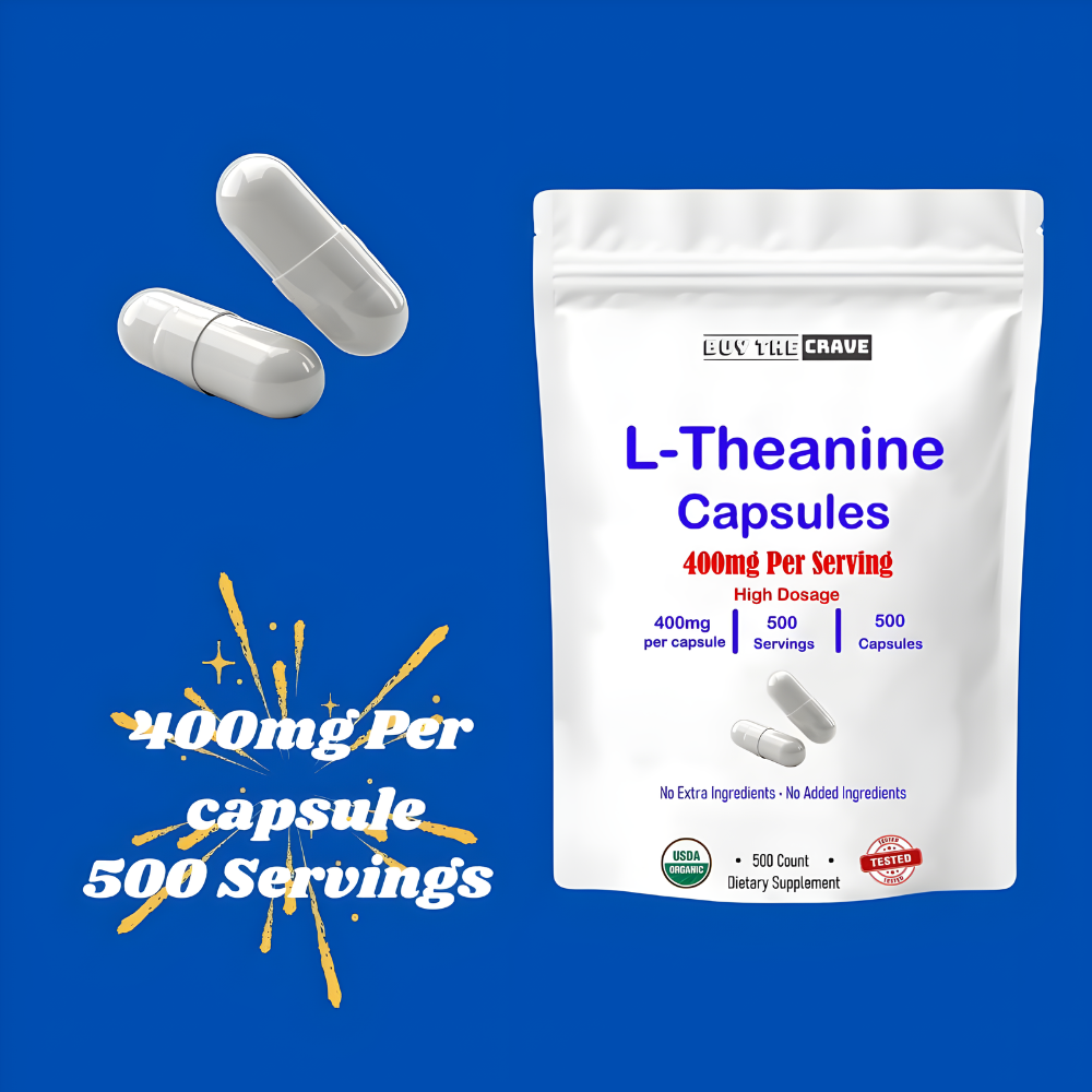 L-Theanine 400mg Per Capsule, Extra Strength, Double Strength, 500 Capsules, Non-GMO, Gluten Free