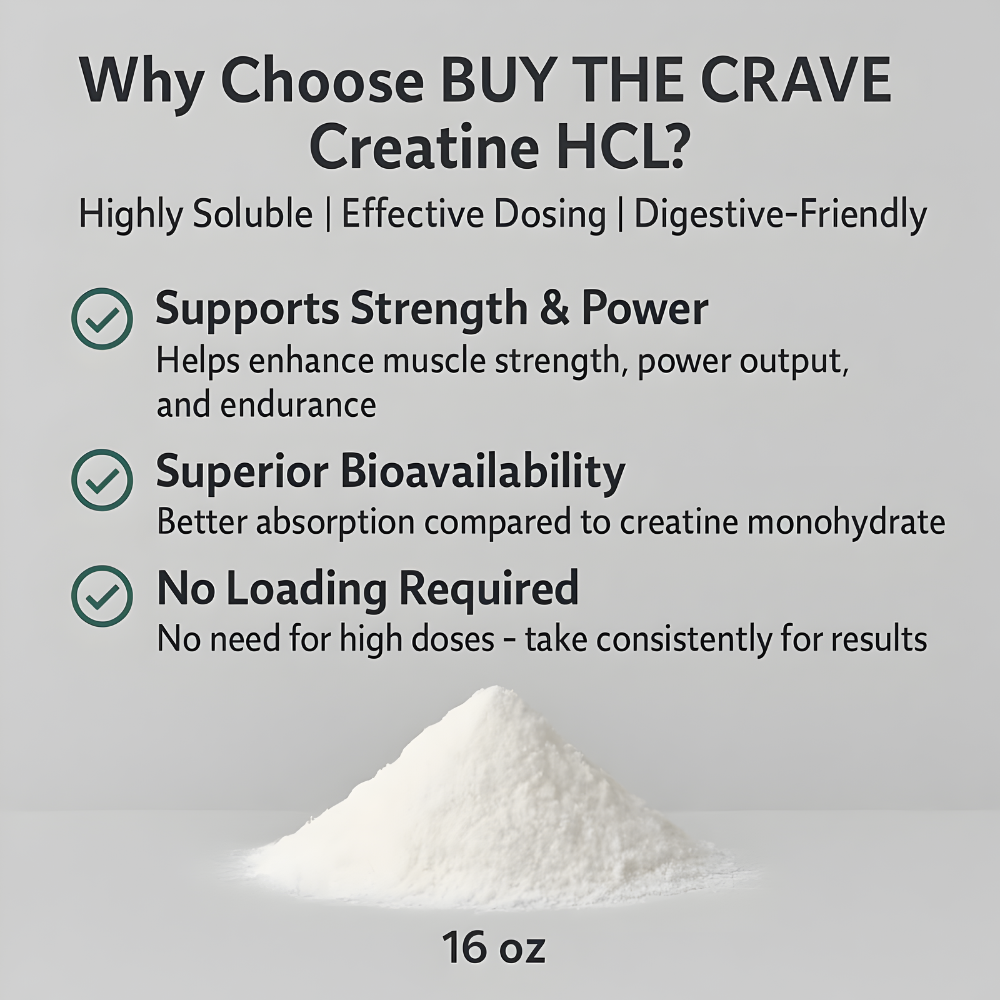 Creatine HCL Powder (16 oz), 1 Ingredient, Energy Production, Athletic Performance, 604 Servings