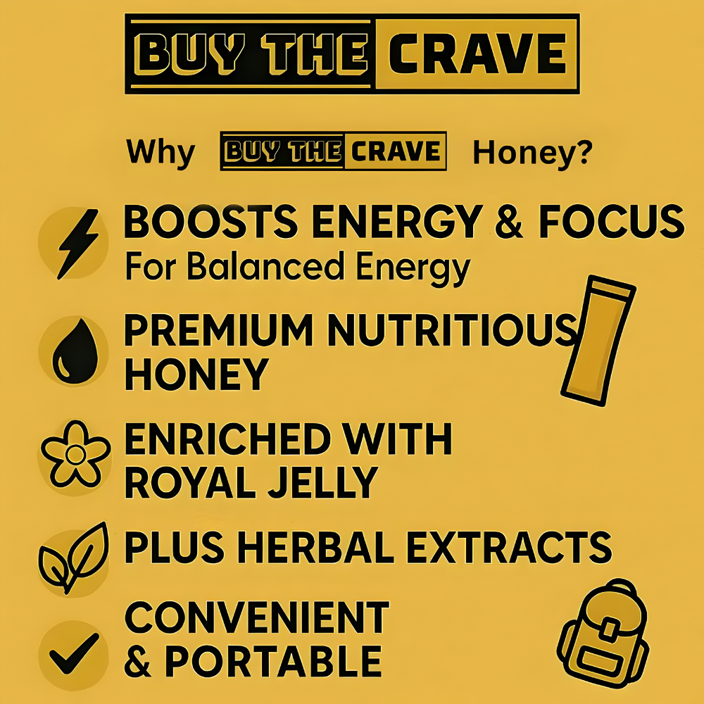 Organic Honey Pack Enriched with Natural Jelly - Bee Pollen from Ginseng Blossoms & 100% Natural herbs, Full Box of 20G Honey Sachets, 12 Sachets Included