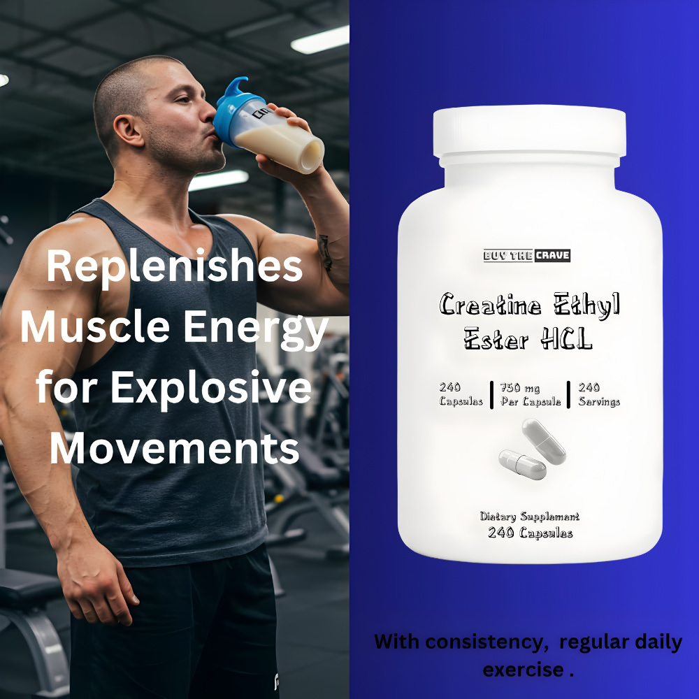Creatine Ethyl Ester HCI Pills, 7X Concentrated vs Monohydrate Powder, Cognitive, Energy, Muscle, Recovery Support for Men & Women, Creatine HCI Capsules 240 Servings