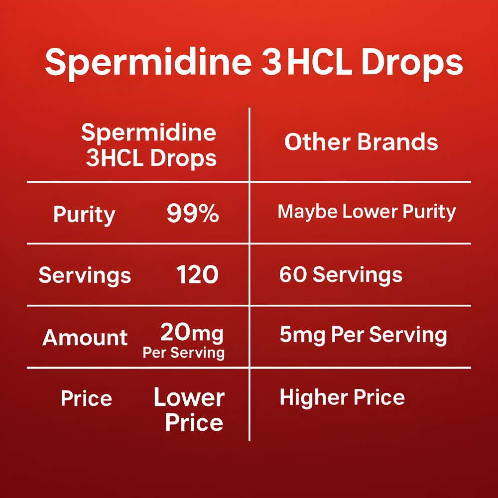 Spermidine Liquid Drops – 20mg per Serving – Cellular Health & Longevity Support – Fast-Absorbing Formula – 2 fl oz Dropper Bottle – Non-GMO, Vegan, Sugar-Free
