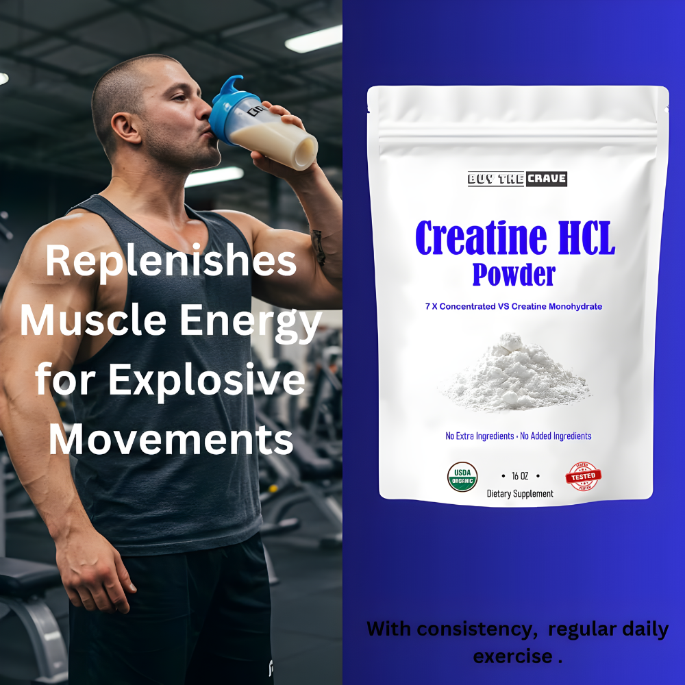 Creatine HCL Powder (16 oz), 1 Ingredient, Energy Production, Athletic Performance, 604 Servings