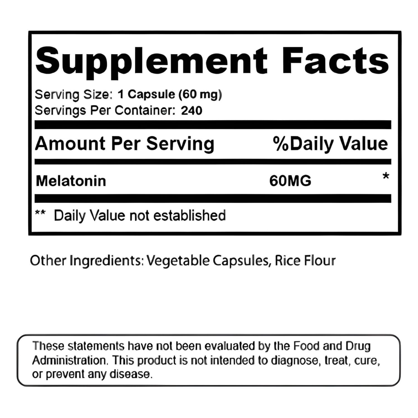 Melatonin 60mg Extra Strength Capsules, 240 Counts, Easy to Swallow & Fast Dissolve | Vegetarian Friendly, Non-GMO & No Gluten