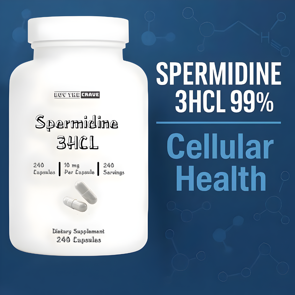 Spermidine 3HCL 99% Supplement – 10 mg per Serving – Plant-Based Formula for Cellular Function, Longevity & Autophagy Support – 240 Capsules – Vegan, Non-GMO