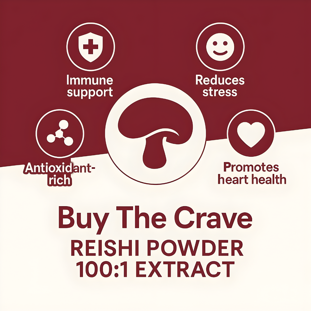 Freeze-Dried Reishi Mushroom Extract Powder 100:1 Concentrate, 8 Ounces (227g), 454 Servings, Wild-Harvested Fruit Body, Dual-Phase Extraction, Vegan, Non-GMO, Gluten-Free