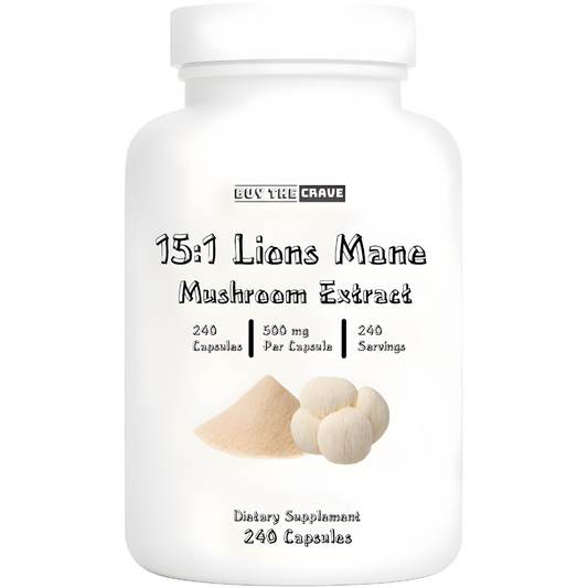 Freeze-Dried Lions Mane Mushroom 15:1 Extract Capsules – 500 mg, 240 Count (240 Servings) – Immune Support, Antioxidant-Rich, Non-GMO, Gluten-Free Dietary Supplement
