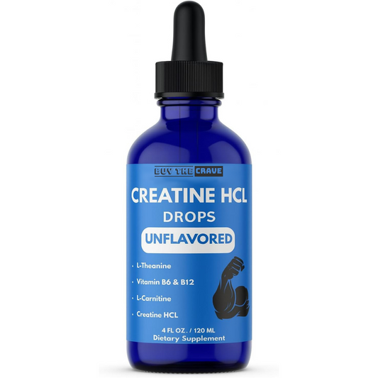 Creatine HCL Liquid Drops for Men & Women - 1000mg Per Serving, L-Theanine, Vitamin B12 & B6, L-Carnitine - High Absorption 4 Fl Oz (120ml) (4 FL OZ, Unflavored)