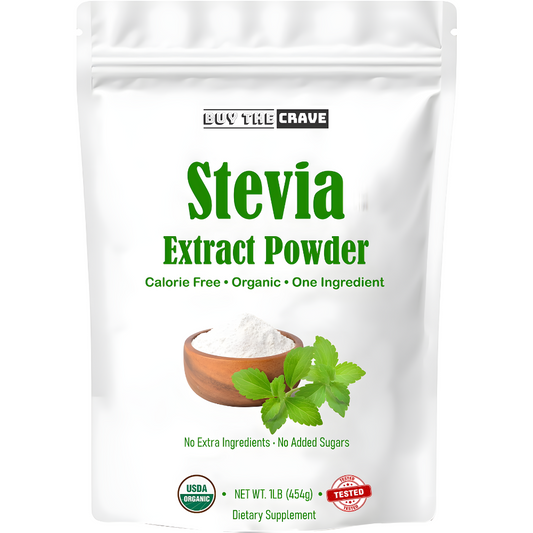 Organic Stevia Extract 200:1 Sweetener, Per Serving 45mg, 10089 Servings, Highest Grade of Stevia, Non-GMO, Vegan, No After-Taste, 454g (1 lbs) Per Bag