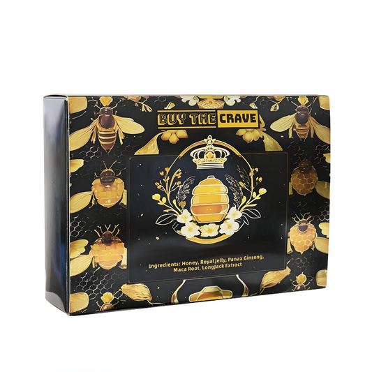 Organic Honey Pack Enriched with Natural Jelly - Bee Pollen from Ginseng Blossoms & 100% Natural herbs, Full Box of 20G Honey Sachets, 12 Sachets Included