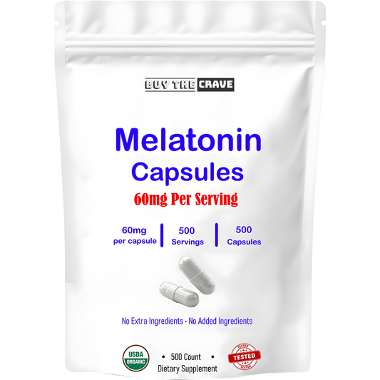 Melatonin 60mg Extra Strength Capsules, 500 Counts, Easy to Swallow & Fast Dissolve | Vegetarian Friendly, Non-GMO & No Gluten