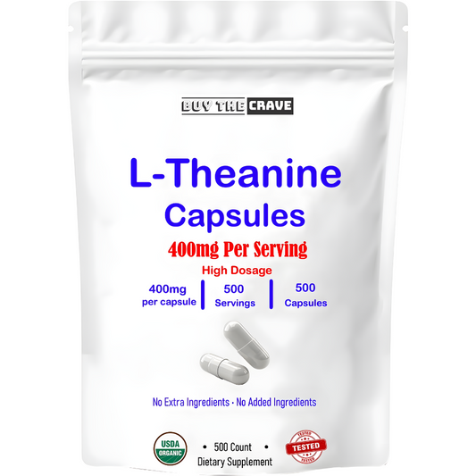 L-Theanine 400mg Per Capsule, Extra Strength, Double Strength, 500 Capsules, Non-GMO, Gluten Free