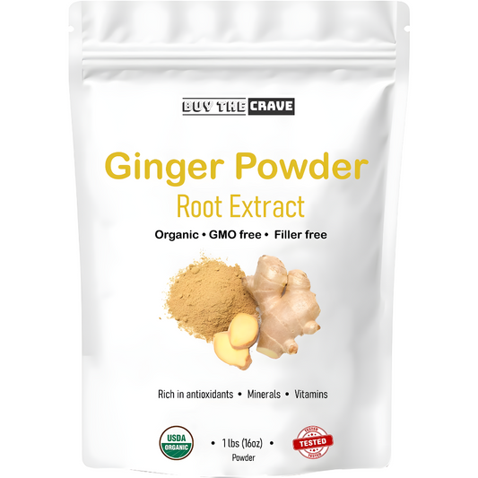 Organic Ginger Root Extract Powder, Ginger Supplement, Herbal Supplement, Great for Baking, Cooking & Tea, 453g (1 lbs)