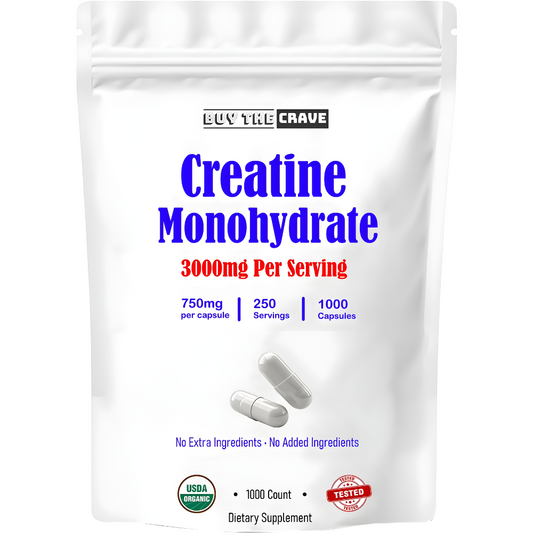 Micronized Creatine Monohydrate 1000 Capsules, 250 Servings, 750mg of Creatine Monohydrate Per Capsule, 3000mg Per Serving
