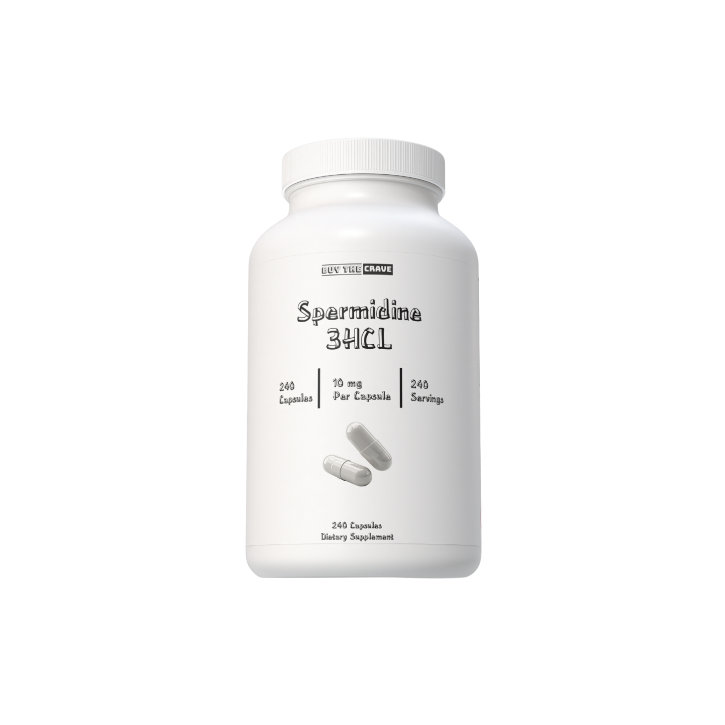 Spermidine 3HCL 99% Supplement – 10 mg per Serving – Plant-Based Formula for Cellular Function, Longevity & Autophagy Support – 240 Capsules – Vegan, Non-GMO