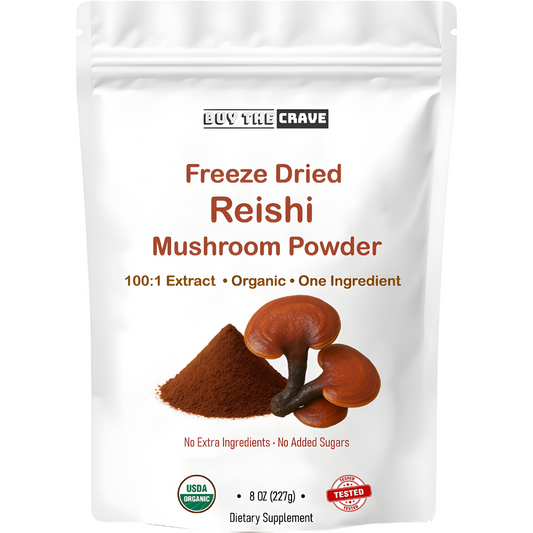 Freeze-Dried Reishi Mushroom Extract Powder 100:1 Concentrate, 8 Ounces (227g), 454 Servings, Wild-Harvested Fruit Body, Dual-Phase Extraction, Vegan, Non-GMO, Gluten-Free