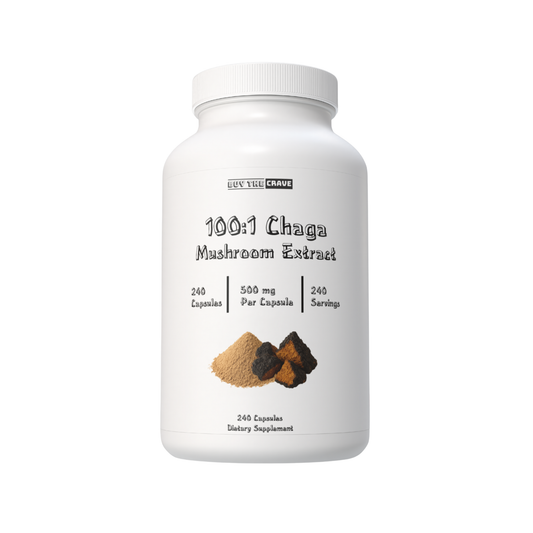 Freeze-Dried Chaga Mushroom 100:1 Extract Capsules – 500 mg, 240 Count (240 Servings) – Immune Support, Antioxidant-Rich, Non-GMO, Gluten-Free Dietary Supplement