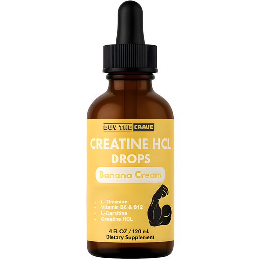 Creatine HCL Liquid Drops for Men & Women - 1000mg Per Serving, L-Theanine, Vitamin B12 & B6, L-Carnitine - High Absorption 4 Fl Oz (120ml) (4 FL OZ, Banana Cream)