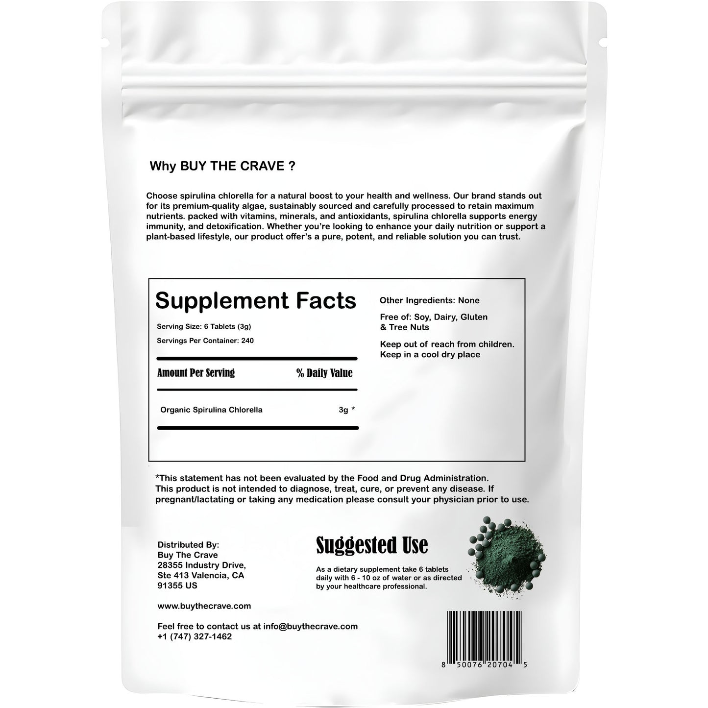 Organic Chlorella Spirulina Tablets, 3000mg Per Serving, 1440 Tablets, Only 1 Ingredient, 50/50 Blend Super Food, Highest Grade Chlorella Spirulina, High Protein & Chlorophyll