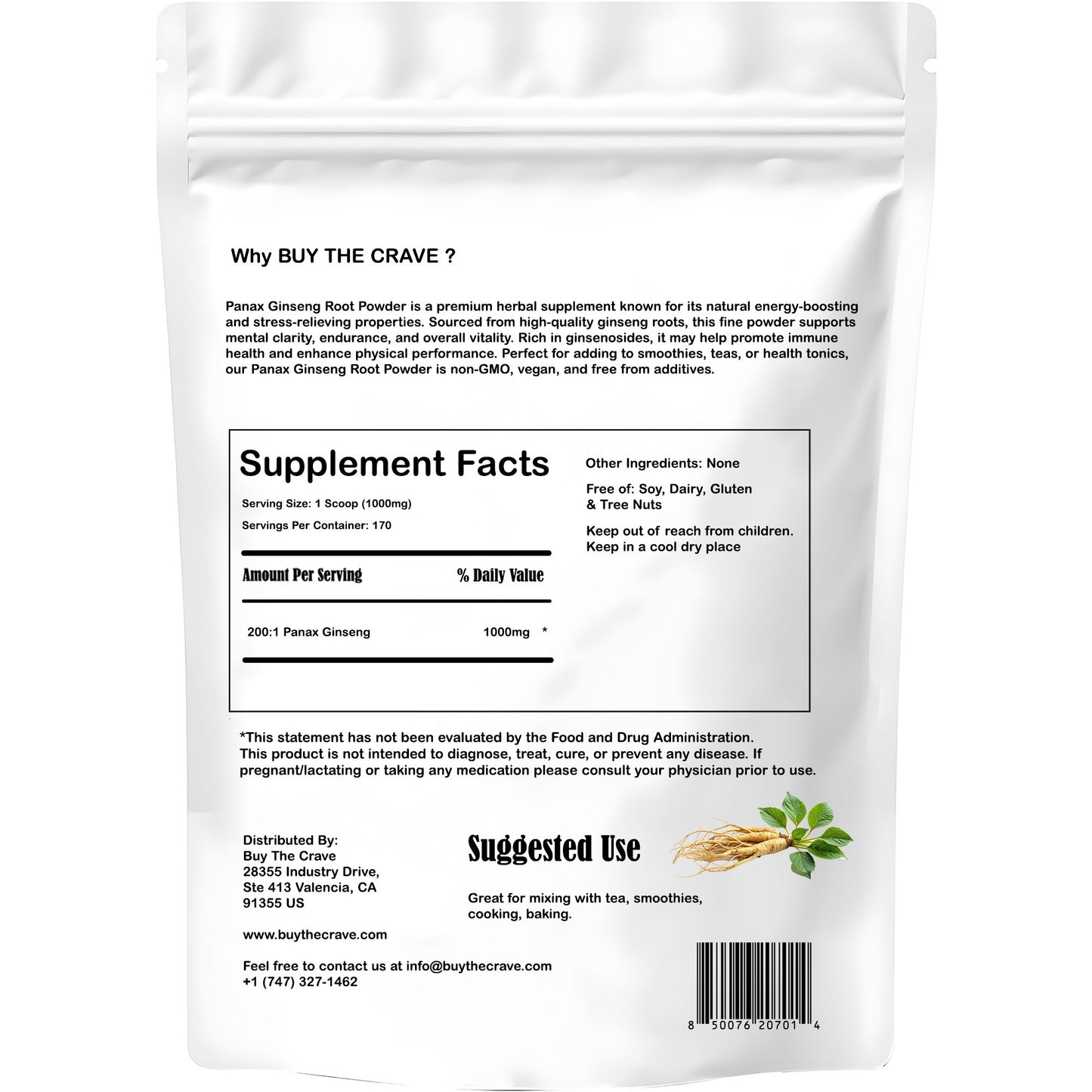 Organic Korean Panax Ginseng Root Extract, 200:1 Powder Root Extract, Maximum Strength, 170 g (6oz), 1 Gram Per Serving, with Active Ginsenosides