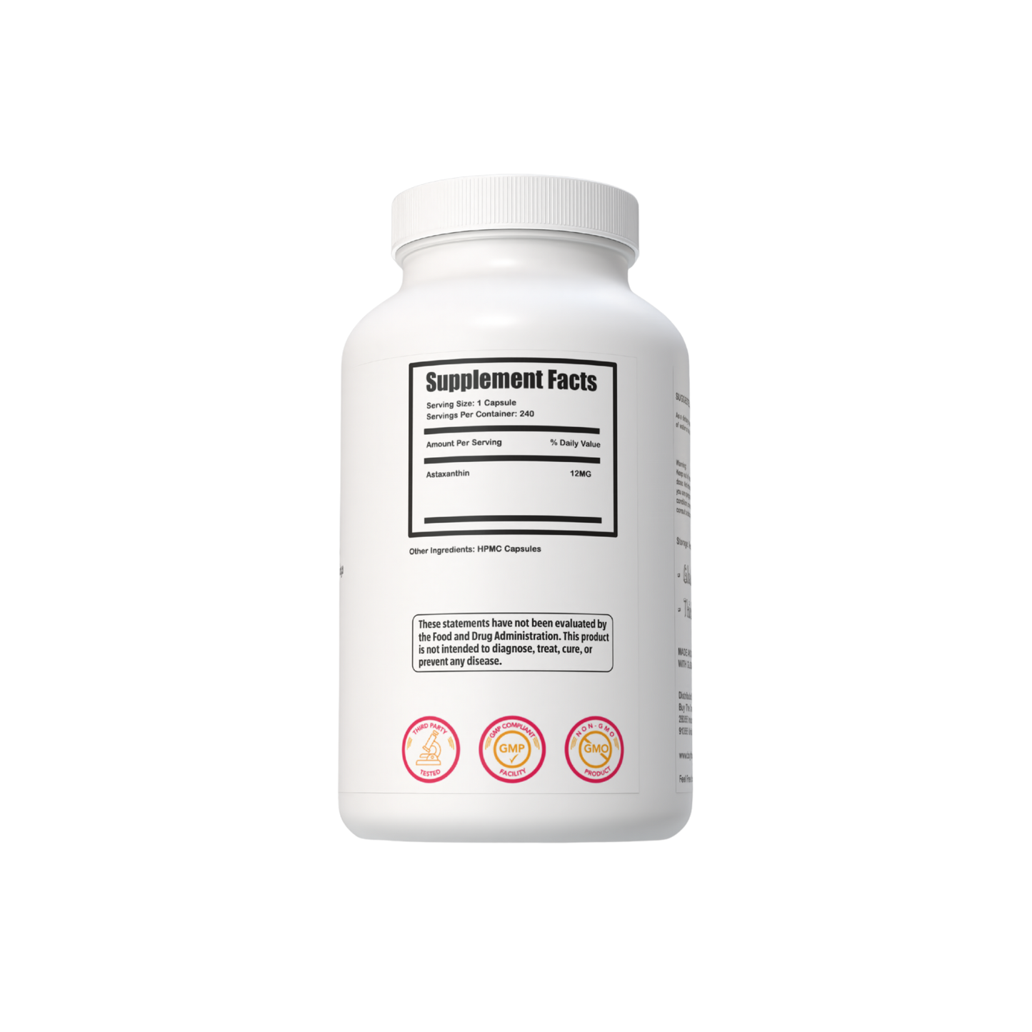 Astaxanthin 12mg Each Capsule, Extra Strength - Astaxanthin Supplements, Antioxidant Source - Gluten Free, 240 Count, 120 Servings