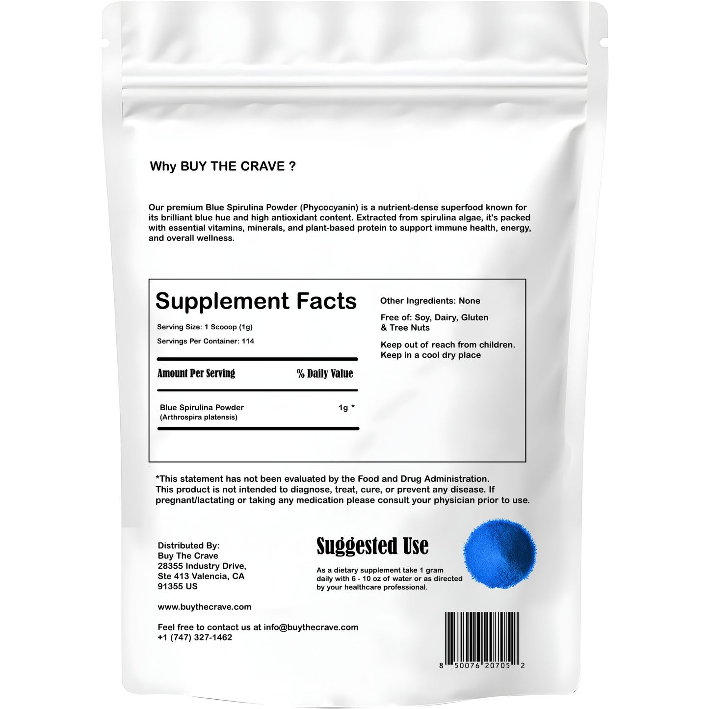 Organic Blue Spirulina Powder – Phycocyanin Extract | 60 Servings | No Fishy Odor | Vegan Blue-Green Algae Protein | Natural Vibrant Food Coloring for Smoothies, Baking, Drinks & Recipes