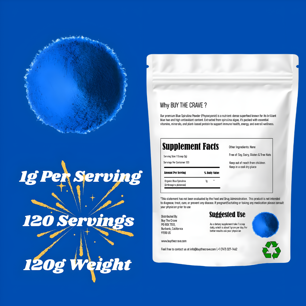 Organic Blue Spirulina Powder – Phycocyanin Extract | 60 Servings | No Fishy Odor | Vegan Blue-Green Algae Protein | Natural Vibrant Food Coloring for Smoothies, Baking, Drinks & Recipes