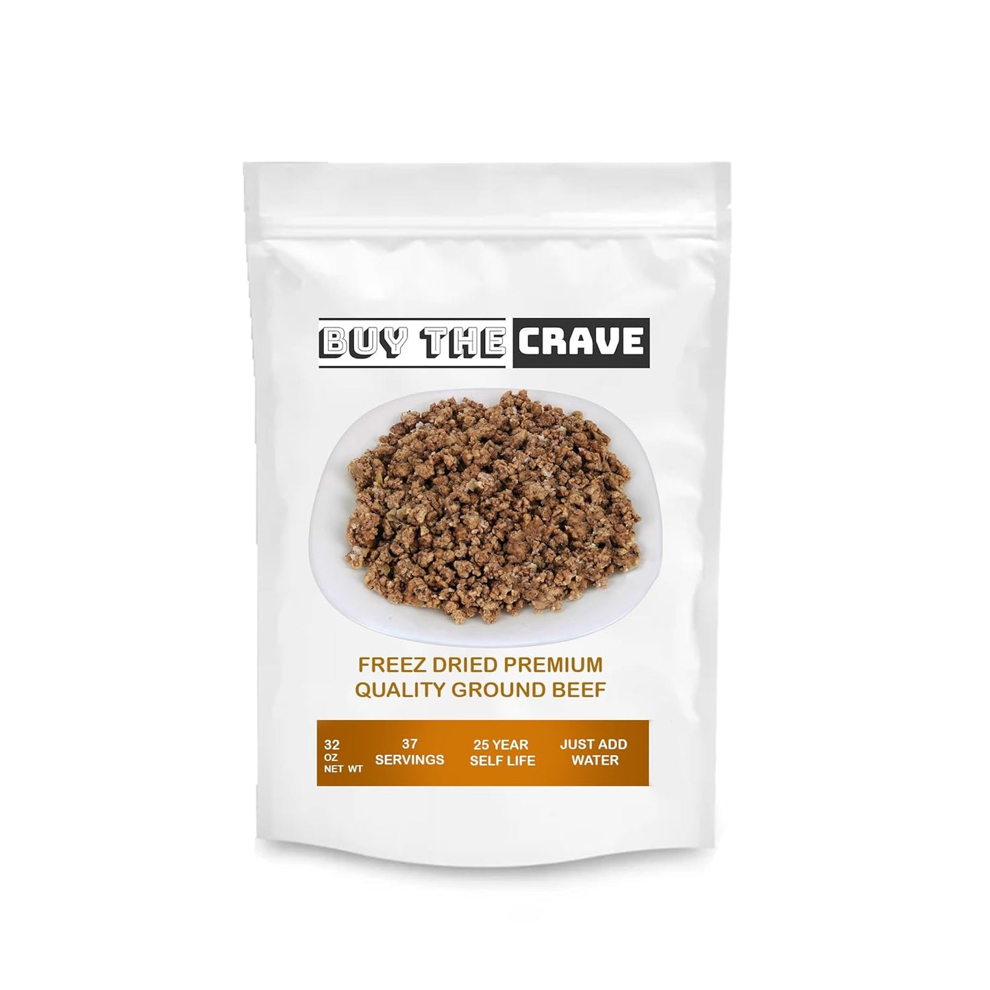 Freeze Dried USDA Ground Beef | Survival Emergency Food Supply, Meal Prep, MRE | Made in USA | Shelf Live 25+ Years | 32 Oz