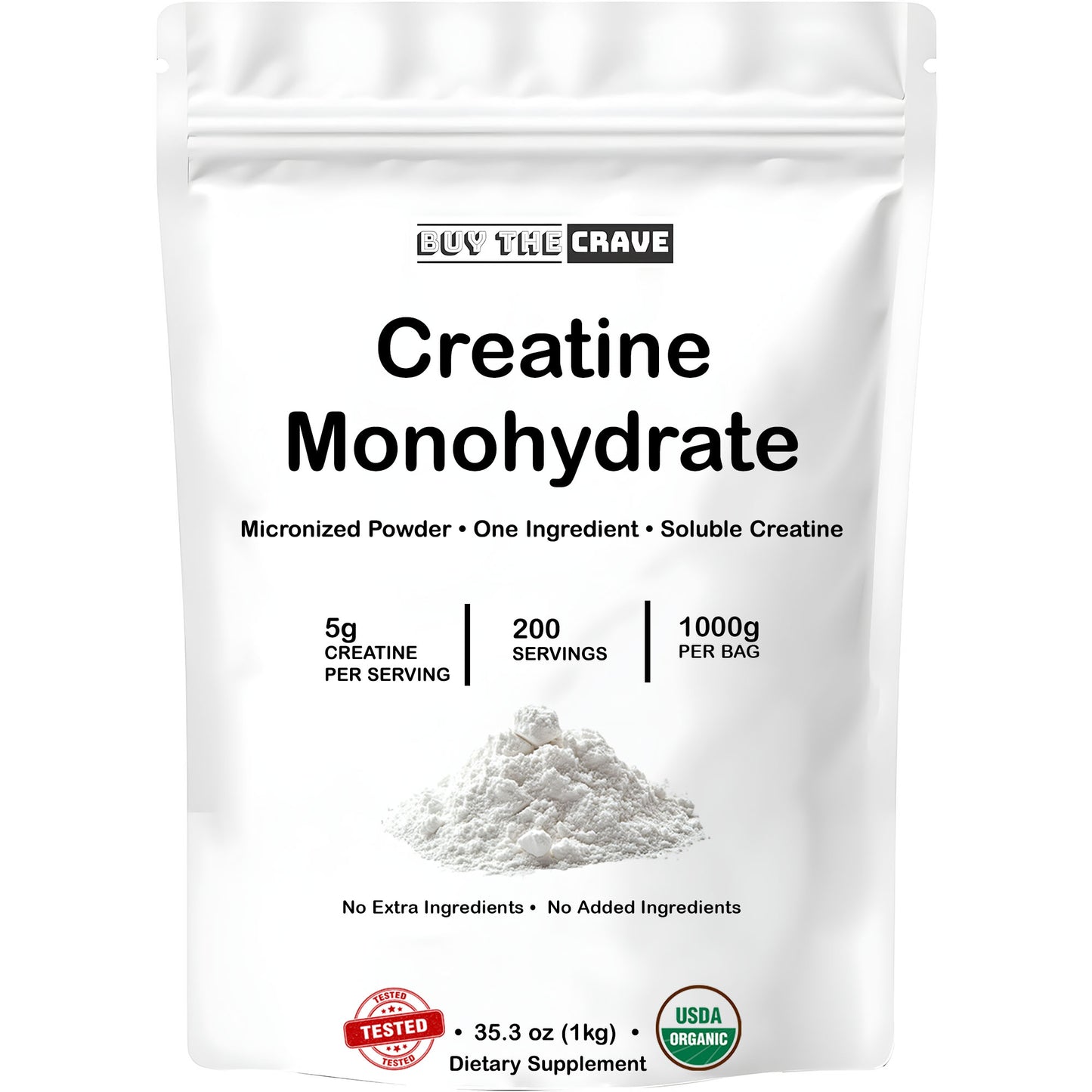 Ultra-Pure Micronized Creatine Monohydrate Powder - Maximize Strength, Power, and Muscle Growth - Unflavored, Gluten-Free (200 Servings, 1000g)