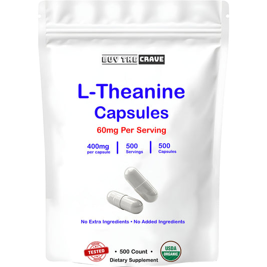 L-Theanine 400mg Per Capsule, Extra Strength, Double Strength, 500 Capsules, Non-GMO, Gluten Free