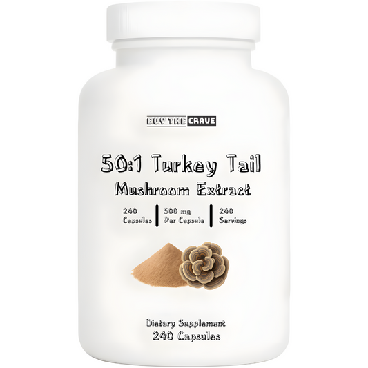 Freeze-Dried Turkey Tail Mushroom 50:1 Extract Capsules – 500 mg, 240 Count (240 Servings) – Immune Support, Antioxidant-Rich, Non-GMO, Gluten-Free Dietary Supplement
