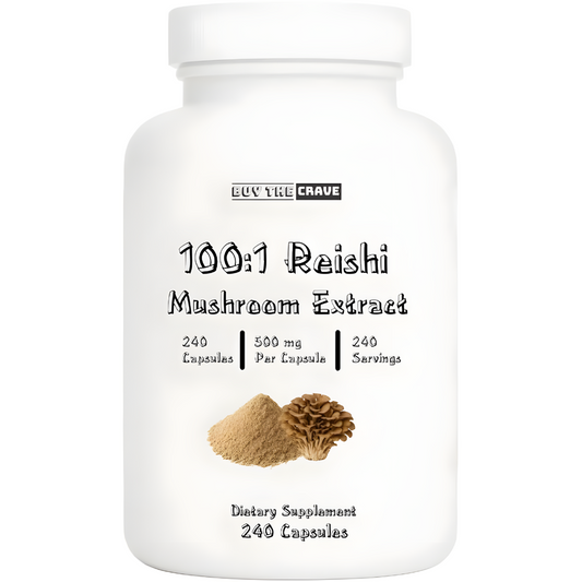 Freeze-Dried Reishi Mushroom 100:1 Extract Capsules – 500 mg, 240 Count (240 Servings) – Immune Support, Antioxidant-Rich, Non-GMO, Gluten-Free Dietary Supplement