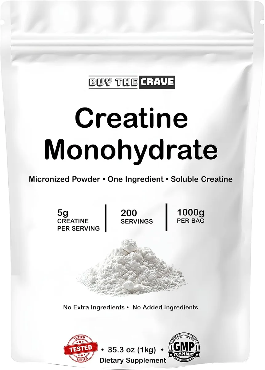 Ultra-Pure Micronized Creatine Monohydrate Powder - Maximize Strength, Power, and Muscle Growth - Unflavored, Gluten-Free (200 Servings, 1000g)